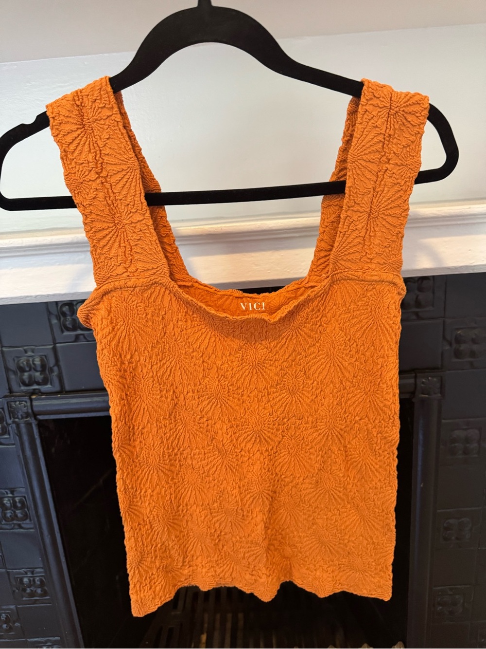 VICI Orange Textured Floral Tank Top M/L